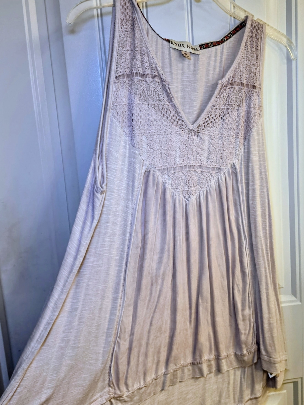 Knox Rose Blush Pink Lace-Trim Tank Top